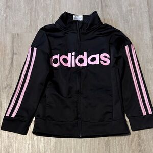 Adidas Black Track Jacket with Pink Accents
